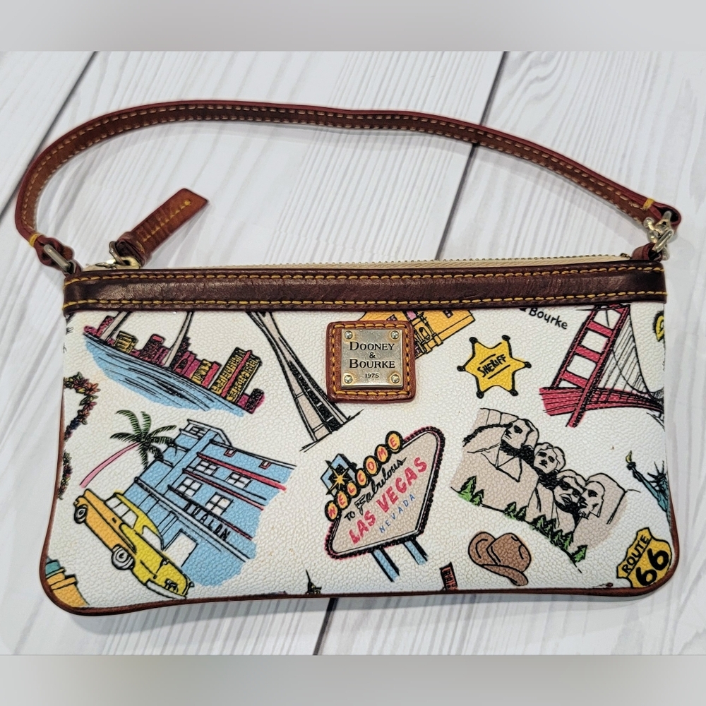 Dooney & Bourke 2 Piece Colorful Landmark Soft Acrylic Tote & Wristlet - Picture 5 of 16